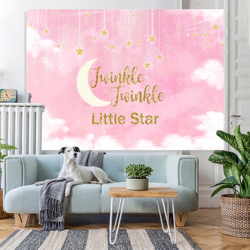 Lofaris Pink Twinkle Little Star Baby Shower Backdrop