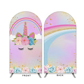 Lofaris Pink Unicorn Rainbow Double Sided Arch Backdrop for Party