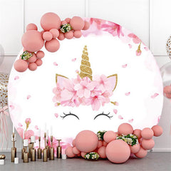 Lofaris Pink Unicorn Round Baby Shower Party Backdrop For Girl