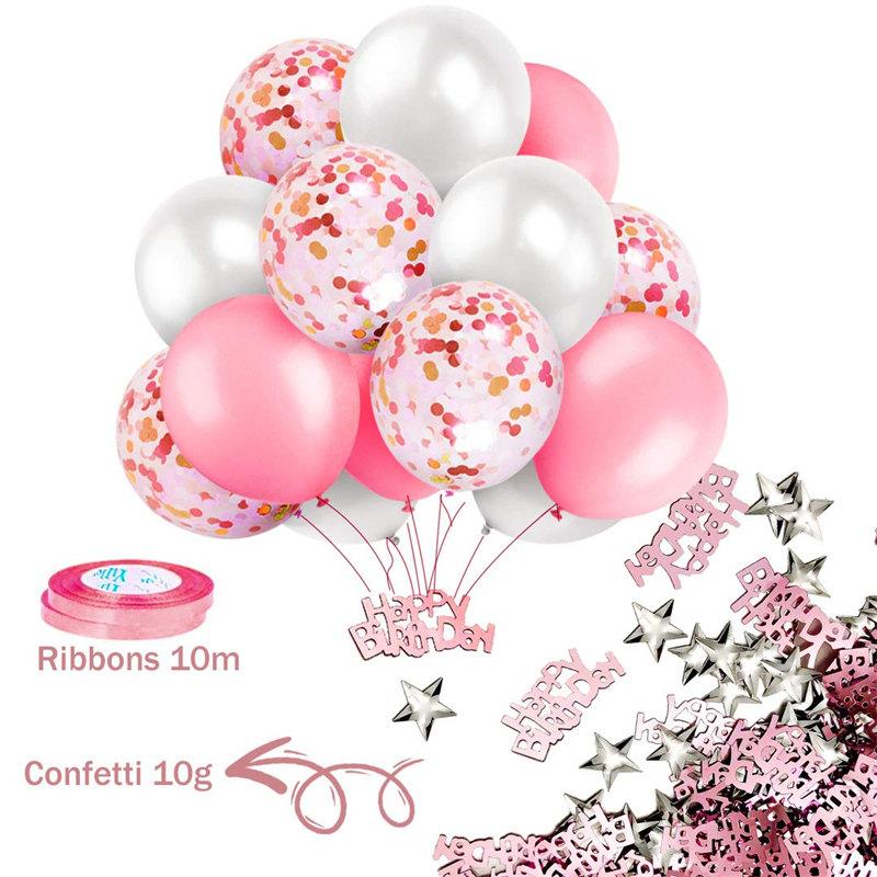 Lofaris Pink White Balloons Birthday Party Decoration for Girl