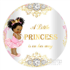 Lofaris Pink White Princess Shiny Round Baby Shower Backdrop