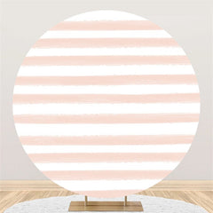 Lofaris Pink White Stripe Round Birthday Backdrop For Party