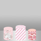 Lofaris Pink White Wedding Backdrop Plinth Cylinder Cover Kit