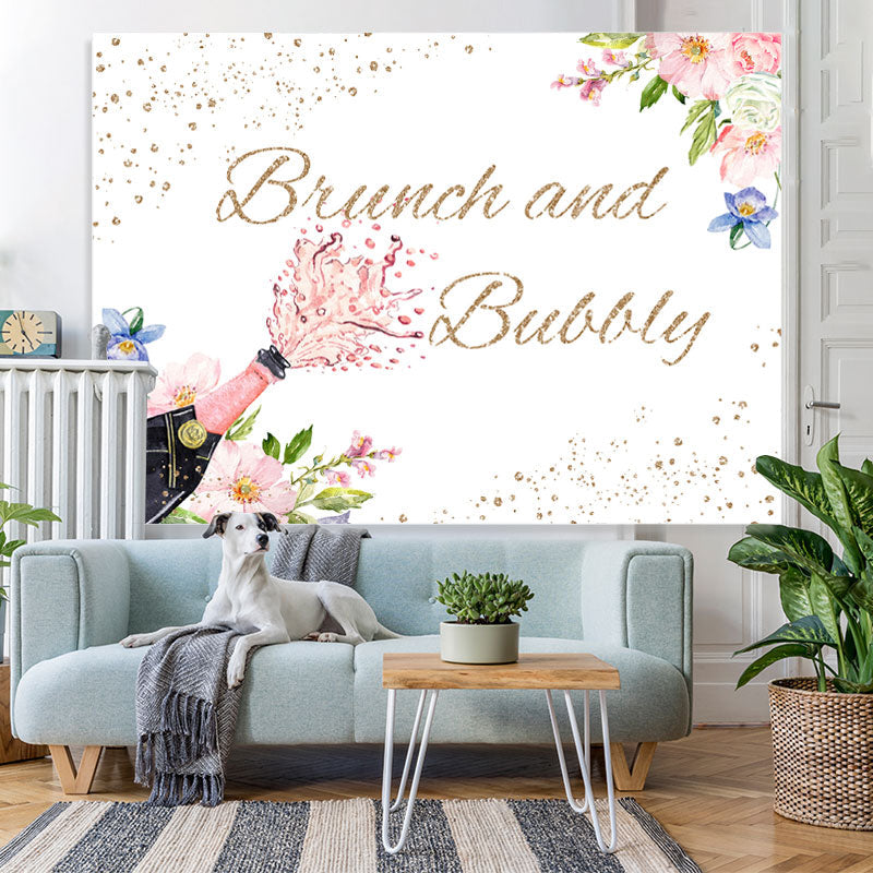Lofaris Pink Wine Brunch And Bullly Glitter Birthday Backdrop