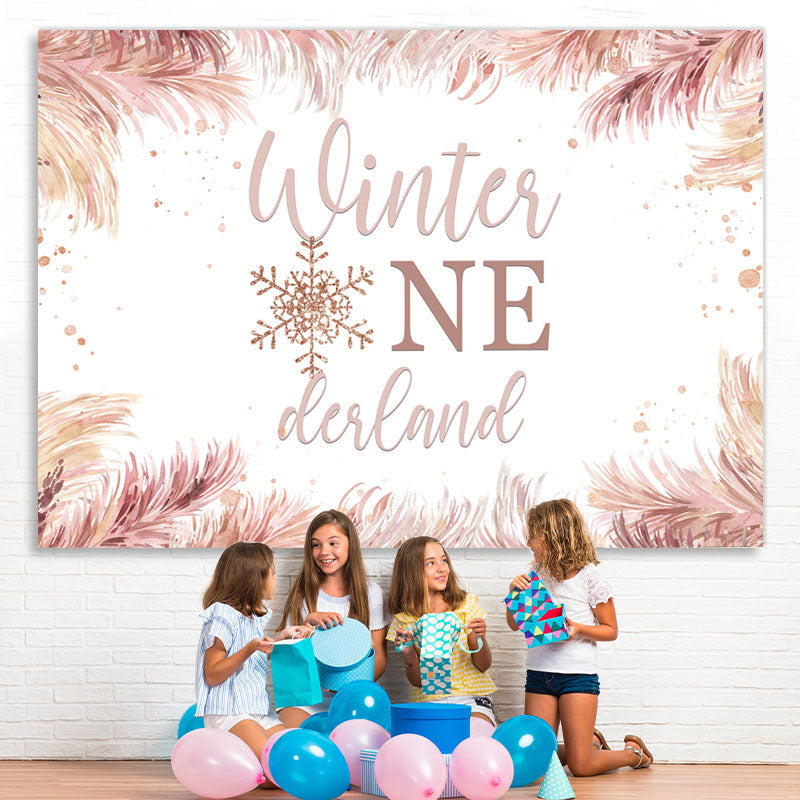 Lofaris Pink Winter One Derland And Snowflake 1st Backdrop