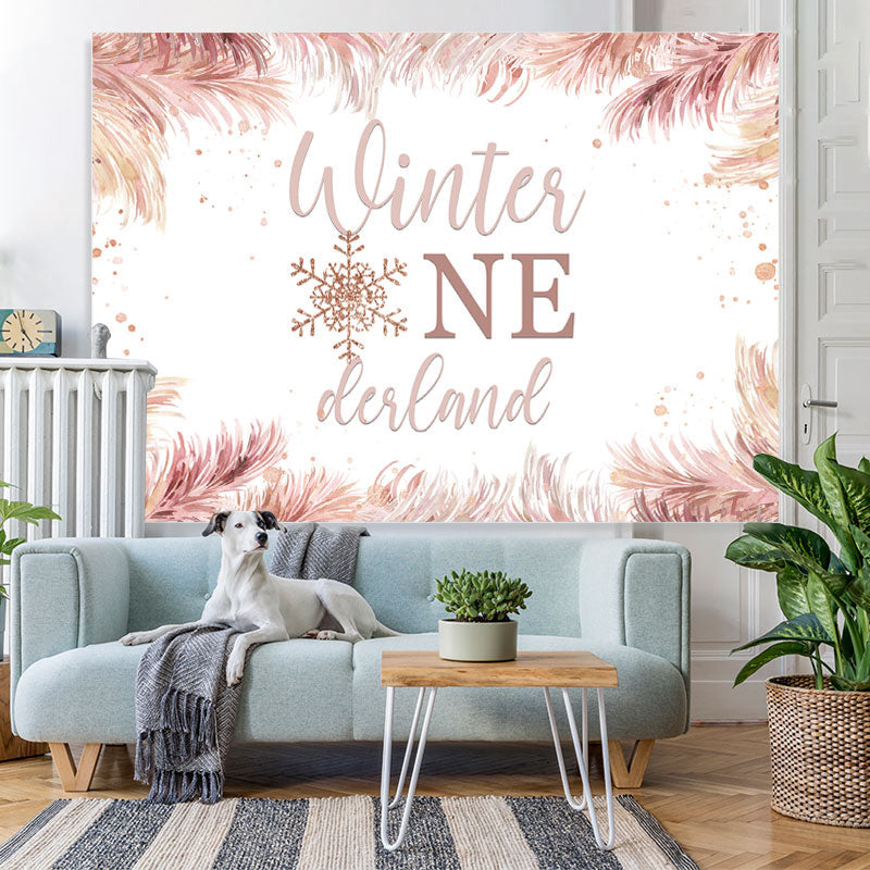 Lofaris Pink Winter One Derland And Snowflake 1st Backdrop