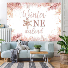 Lofaris Pink Winter One Derland And Snowflake 1st Backdrop
