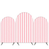 Lofaris Pink With White Stripes Girls Birthday Arch Backdrop Kit Banner