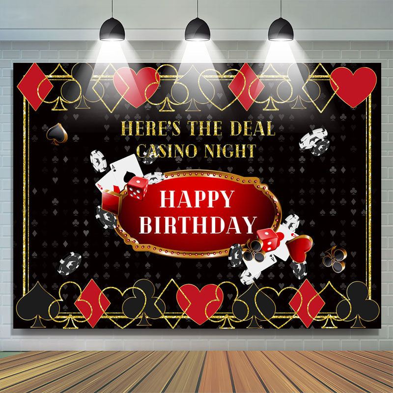 Lofaris Playing Cards Happy Birthday Black Themed Backdrop for Men