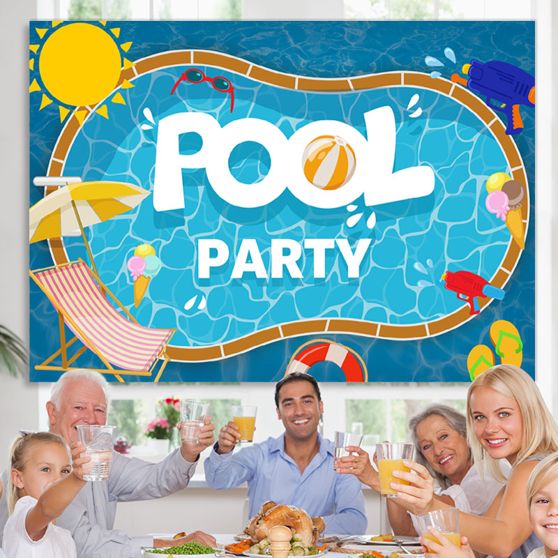 Lofaris Pool Party Swimming Water Wave Baby Shower Background