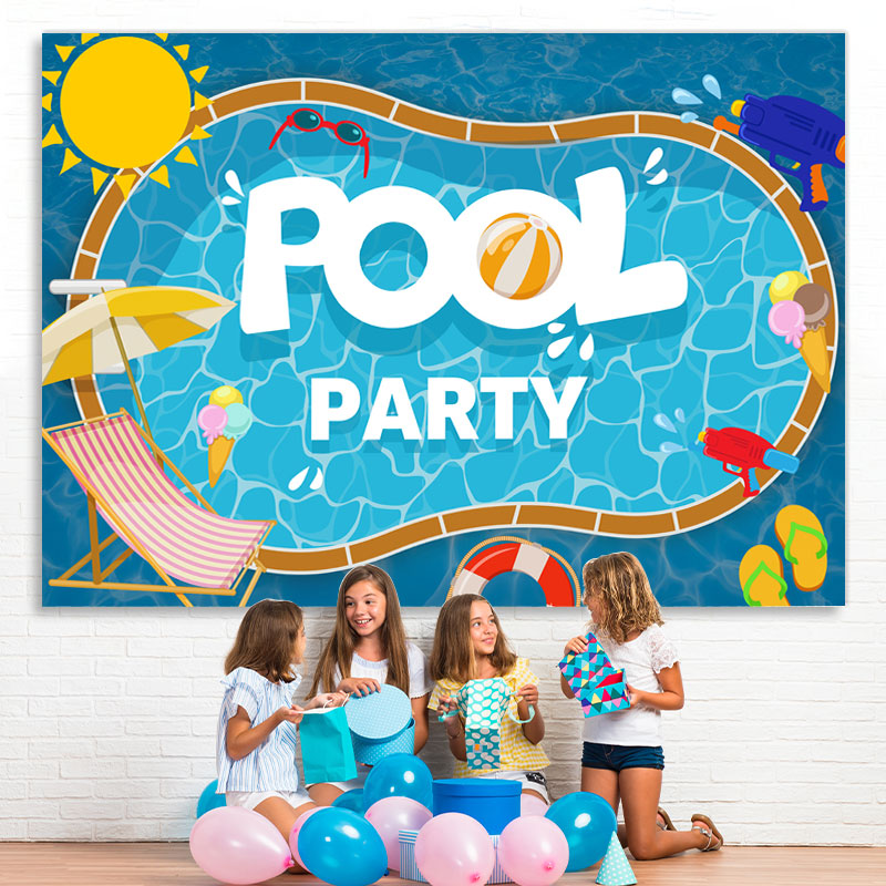 Lofaris Pool Party Swimming Water Wave Baby Shower Background