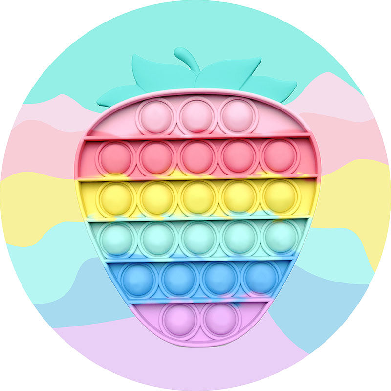 Lofaris Pop It Cute Strawberry Theme Round Backdrop Kit For Girl