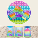 Lofaris Pop It Drink And Ice Cream Unicorn Round Backdrop Kit