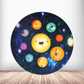 Lofaris Pop It Galaxy Themed Happy Birthday Round Backdrops