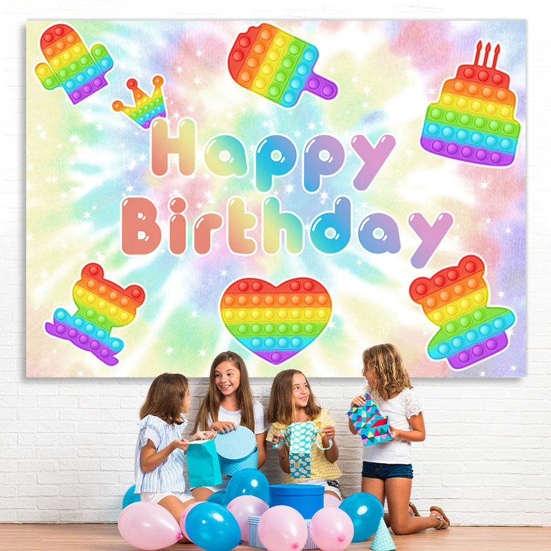 Lofaris Pop It Glitter Bokeh Happy Birthday Backdrop For Kids