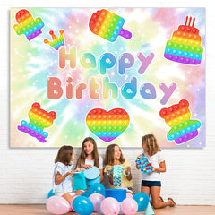 Lofaris Pop It Glitter Bokeh Happy Birthday Backdrop For Kids