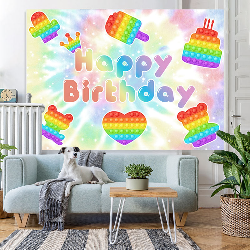 Lofaris Pop It Glitter Bokeh Happy Birthday Backdrop For Kids