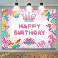 Lofaris Pop It Little Pattern Pink Happy Birthday Backdrop