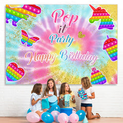 Lofaris Pop It Paery Glitter Gold Theme Happy Birthday Backdrop