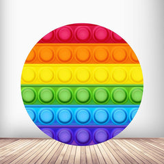 Circle Blue Hippo Yellow Flower Happy Birthday Backdrop