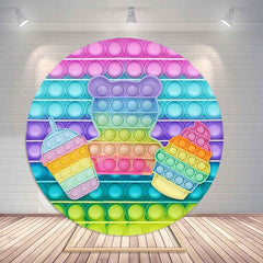 Pink Flower Happy Womens Day Round Backdrops for Holiday