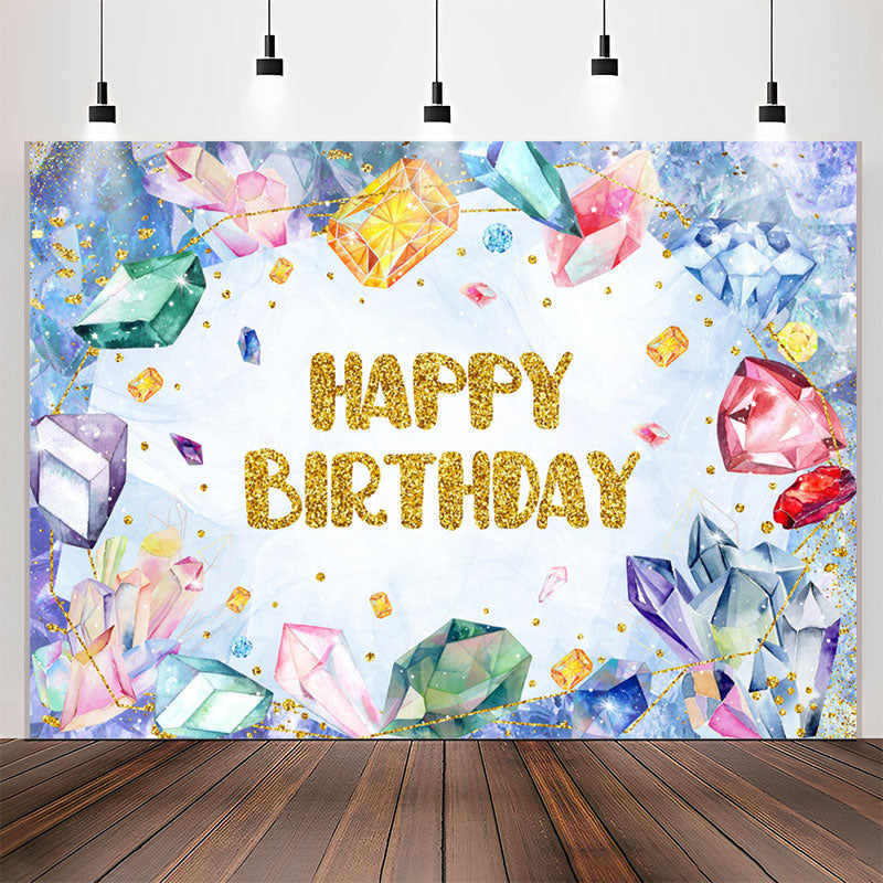 Lofaris Precious Gems Glitter Cold Blue Boy Birthday Backdrop