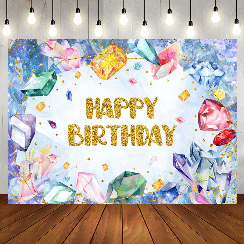 Lofaris Precious Gems Glitter Cold Blue Boy Birthday Backdrop