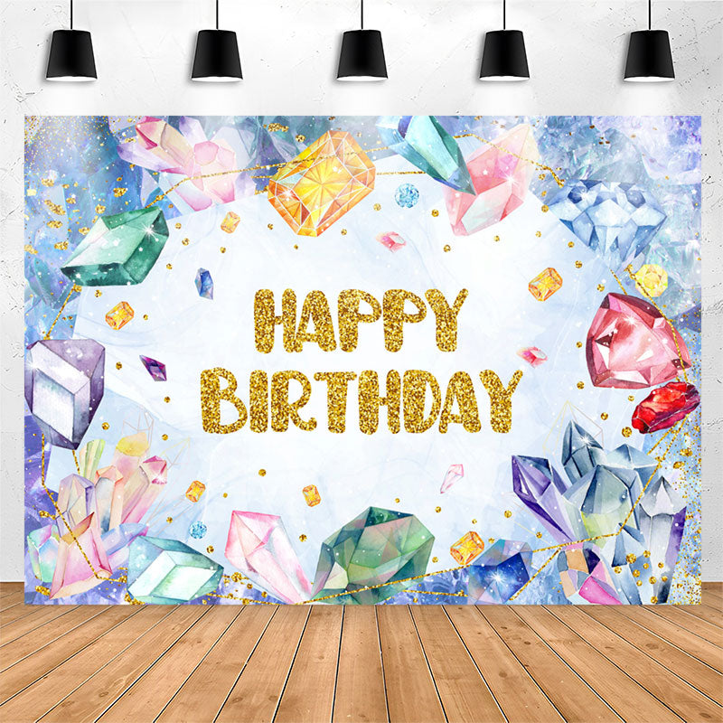 Lofaris Precious Gems Glitter Cold Blue Boy Birthday Backdrop
