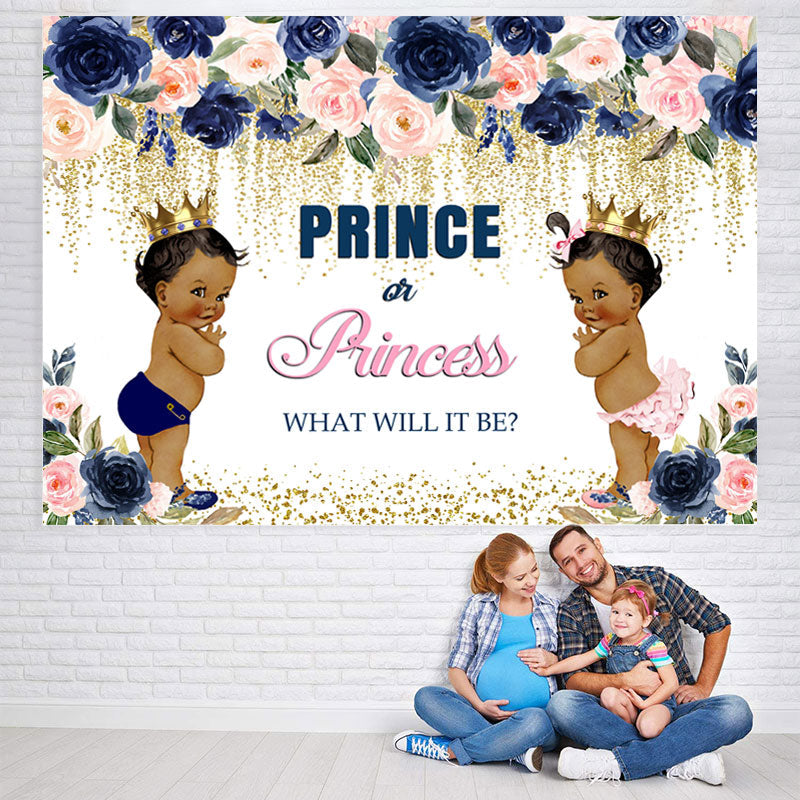 Lofaris Prince or Princess Bokeh Floral Baby Shower Backdrop
