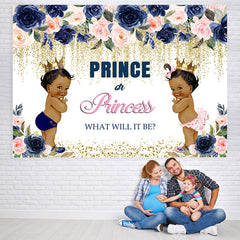 Lofaris Prince or Princess Bokeh Floral Baby Shower Backdrop