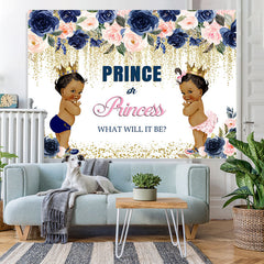 Lofaris Prince or Princess Bokeh Floral Baby Shower Backdrop