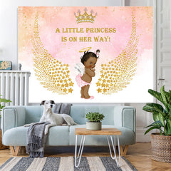 Lofaris Princess With Glitter Wing Pink Baby Shower Backdrop