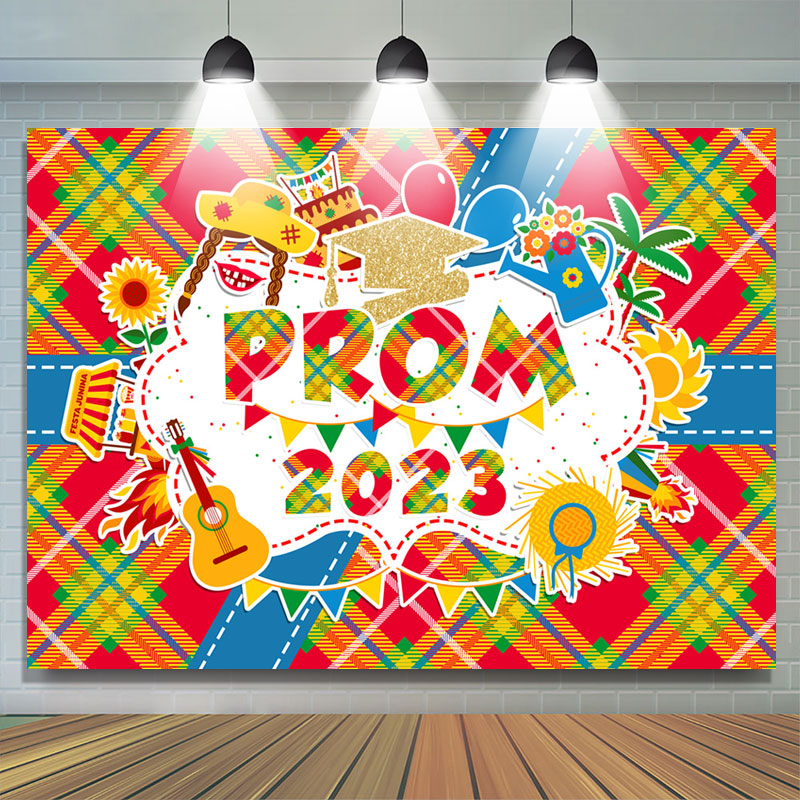 Lofaris Prom 2023 Bright Tartan Graduation Backdrop For Party