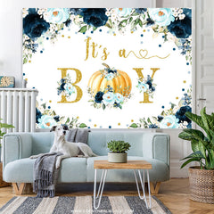 Lofaris Pumpkin And Flowers Baby Shower Backdrop For Boy