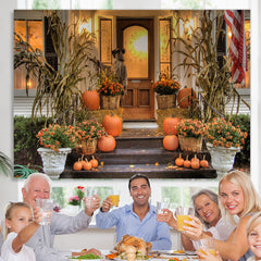 Lofaris Pumpkin Flowers Plants Lights Fall Festive Backdrop for Party