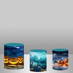 Lofaris Pumpkin Hollween Theme Backdrop Cake Table Cover Kit