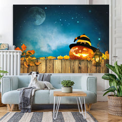 Lofaris Pumpkin Lantern Wood Board Light Night Themed Halloween Backdrop