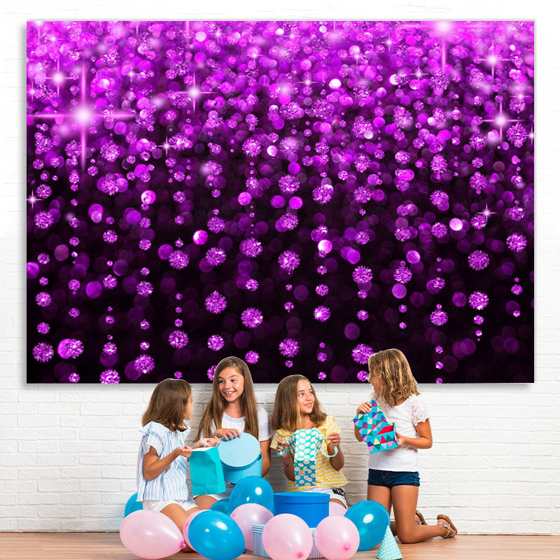 Lofaris Purple And Black Glitter Birthday Backdrop For Girl