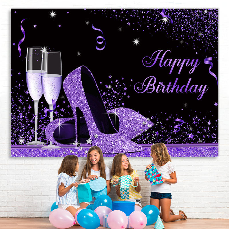 Lofaris Purple And Black Glitter High-Heel With Goblet Backdrop