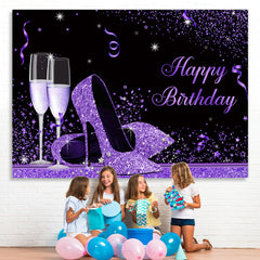 Lofaris Purple And Black Glitter High-Heel With Goblet Backdrop