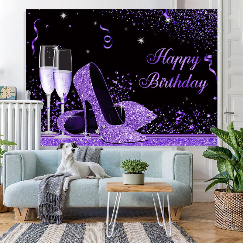 Lofaris Purple And Black Glitter High-Heel With Goblet Backdrop