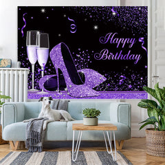 Lofaris Purple And Black Glitter High-Heel With Goblet Backdrop