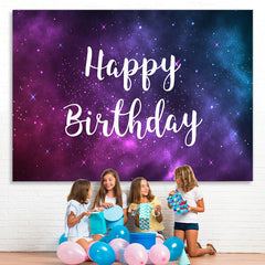 Lofaris Purple and Blue Starry Night Happy Birthday Backdrop
