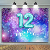 Lofaris Purple and Blue Starry Universe 12Th Birthday Backdrop