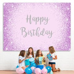 Lofaris Purple And Glitter Dots Silver Happy Birthday Backdrop