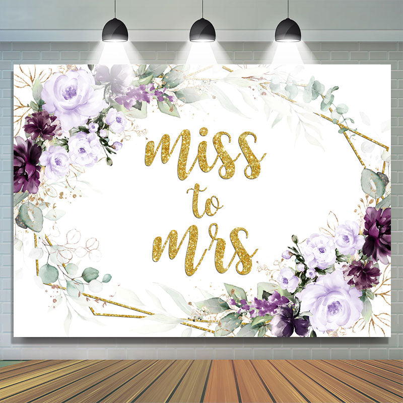 Lofaris Purple And Glitter Floral Miss To Ms Wedding Backdrop