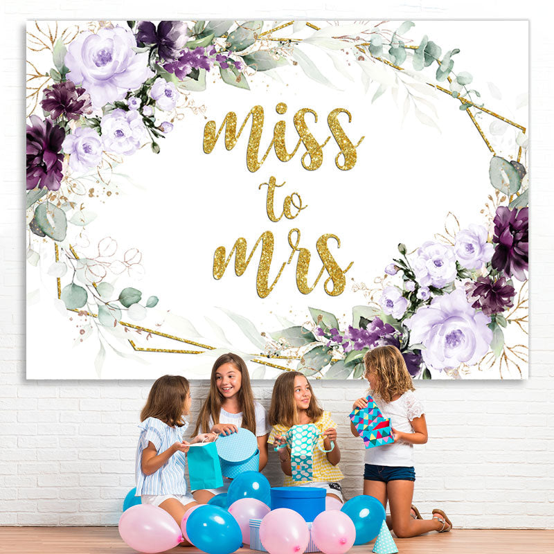 Lofaris Purple And Glitter Floral Miss To Ms Wedding Backdrop
