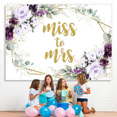 Lofaris Purple And Glitter Floral Miss To Ms Wedding Backdrop