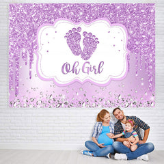 Lofaris Purple And Glitter Oh Girl Theme Baby Shower Backdrop