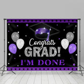 Lofaris Purple And Silver Glitter Ballons Grad Party Backdrop